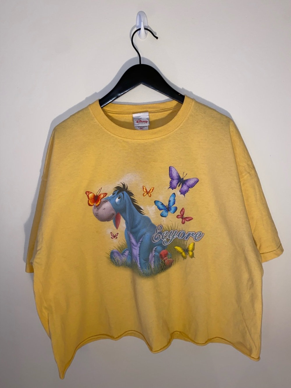 Disney Yellow Eeyore Tee with Colorful Butterfly Print